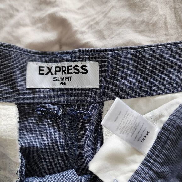 Express Slim Fit Blue Pants flat front mens size 34x32 - Picture 4 of 5